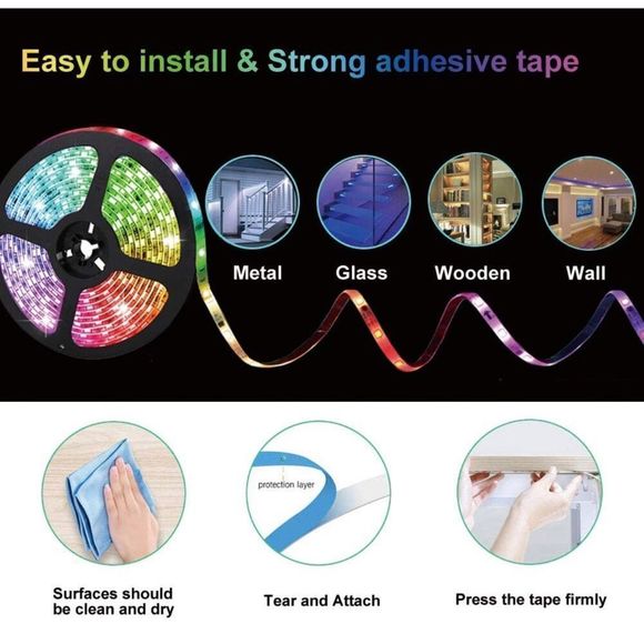 LED Strip Lights, FASHURN 32.8 Feet 300Leds RGB LED Light Strip - Picture 5 of 10